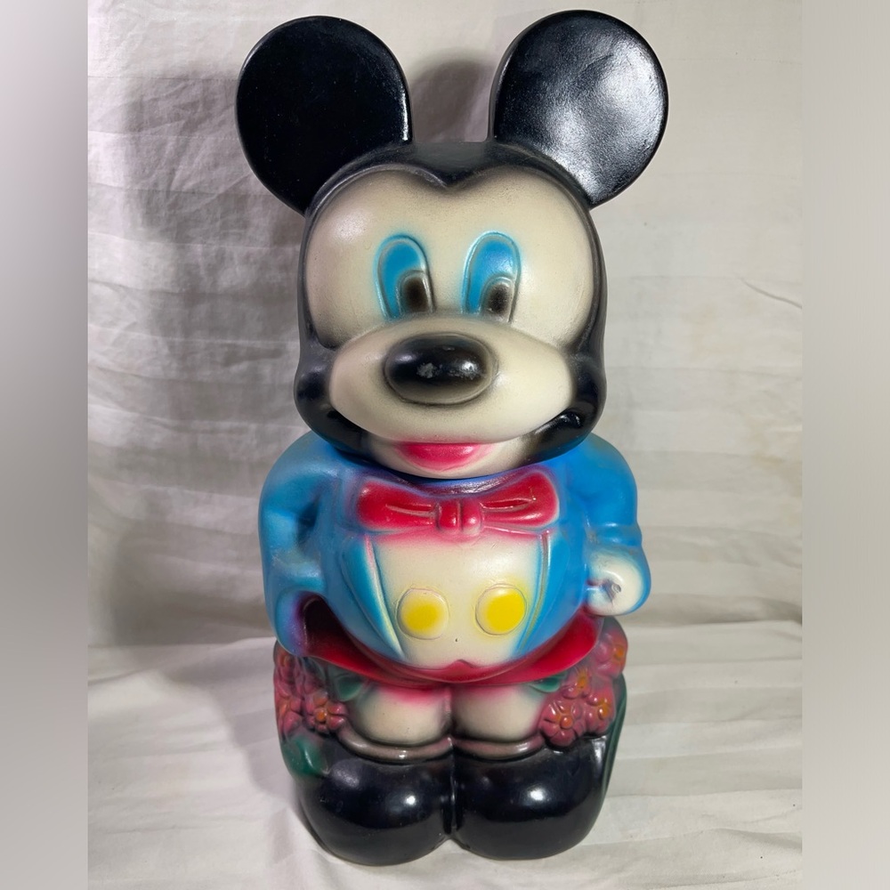 Antique Vintage Mickey and Minnie Mouse Two Side Turnabout Cookie Jar Ceramic